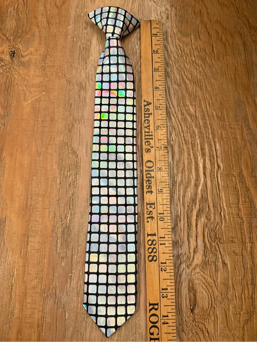 Iridescent Grid Pattern Teens Tie